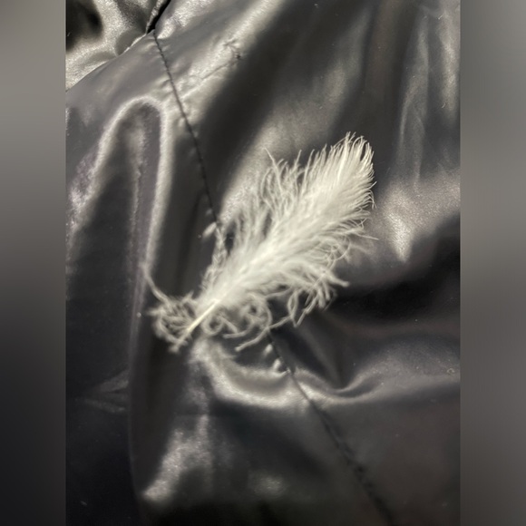 AQUA Jet Black Hooded Down Jacket With Fur Trim Size Small - Picture 14 of 15